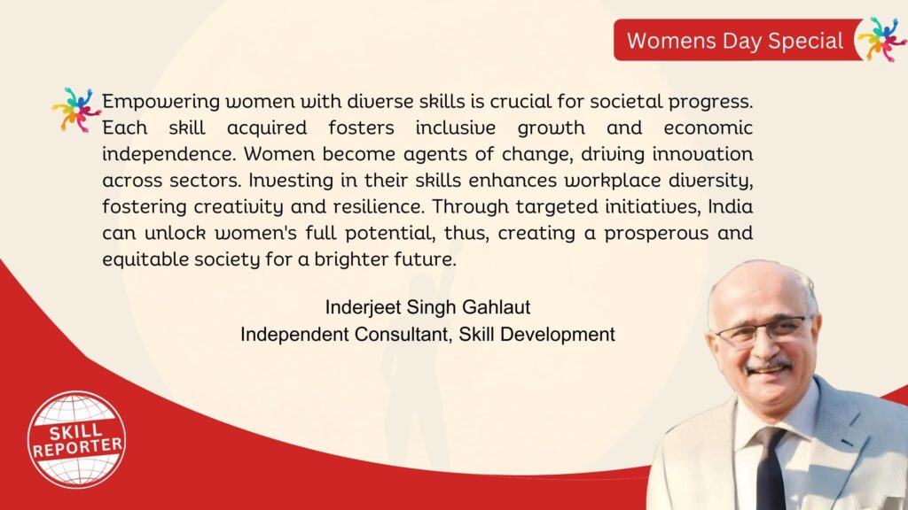 Womens Day Message on theme Women and Skills by Inder Gahlaut Independent Consultant Skill Development