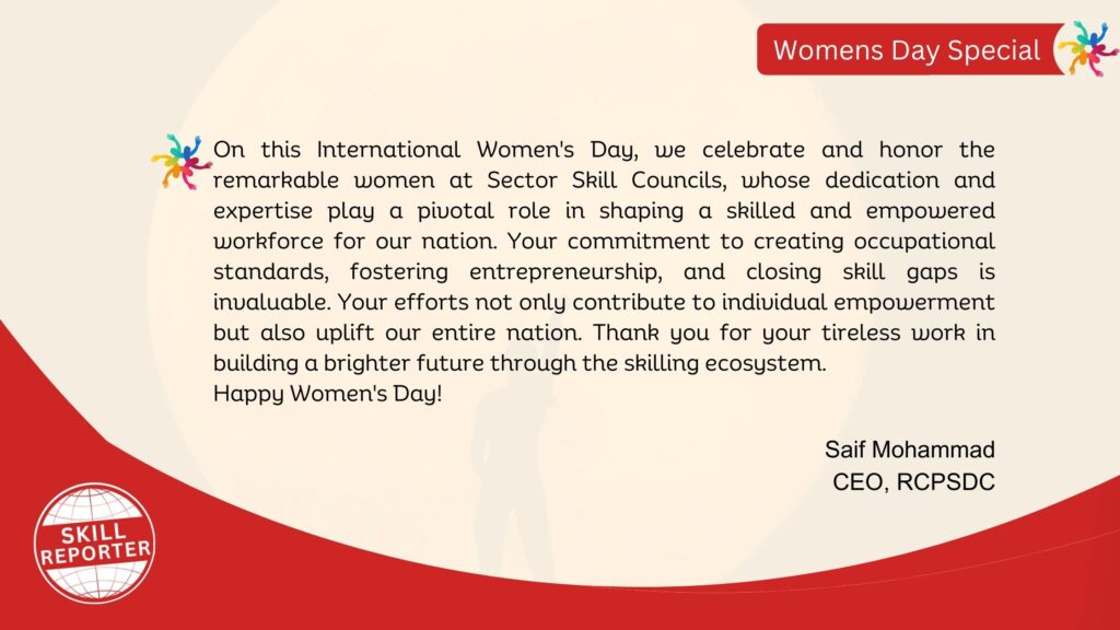 Womens Day Message on theme Women and Skills by Saif Mohammad CEO RCPSDC